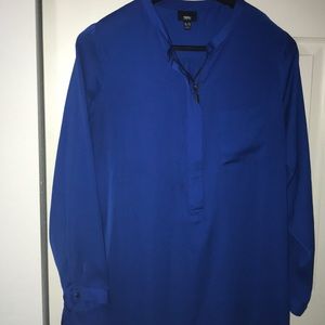 Royal Blue long sleeve hi-lo blouse